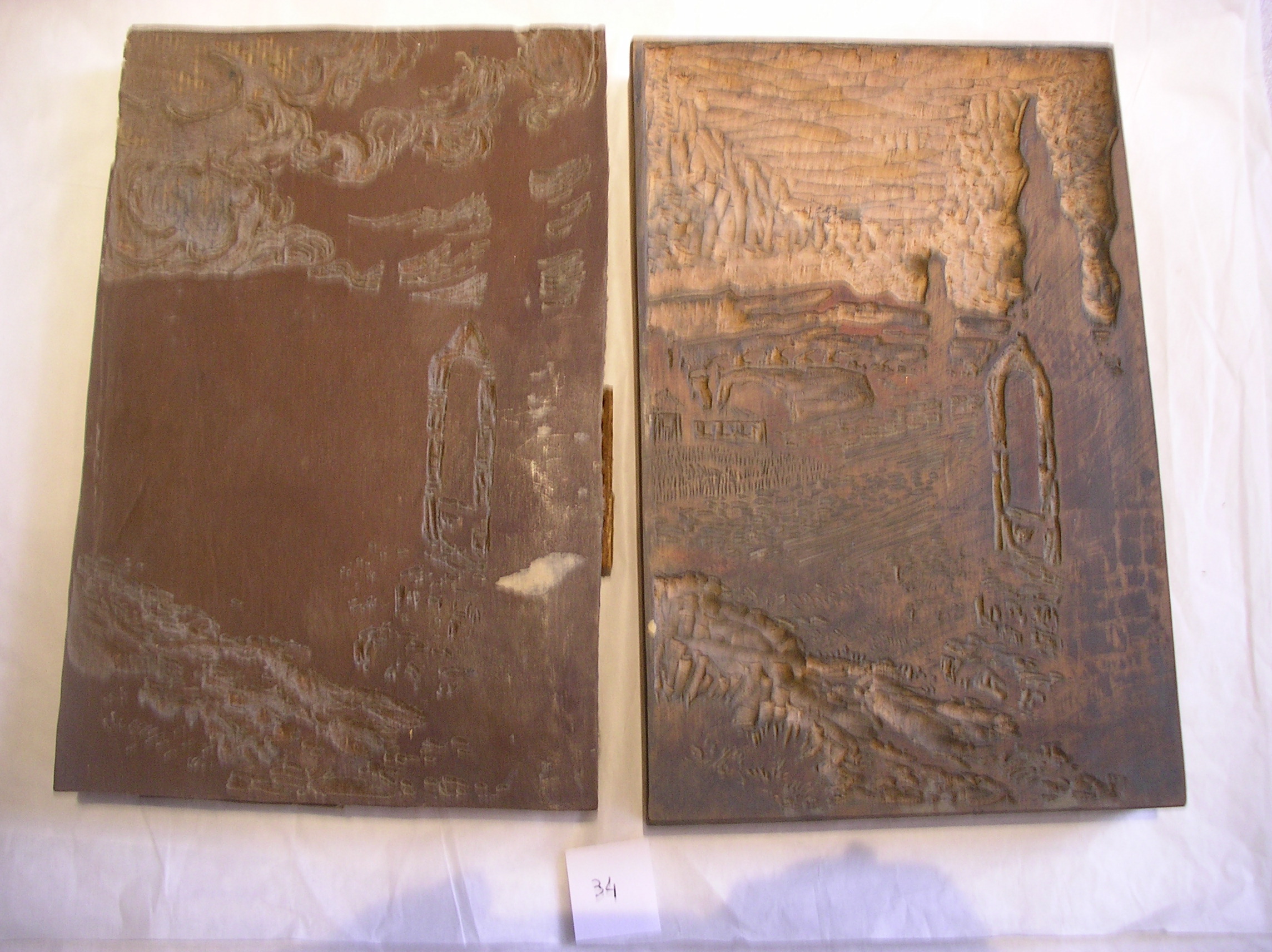 Lot de 2 matrices de plaque représentant Soeur Terre, Pierre Waidmann, 1932