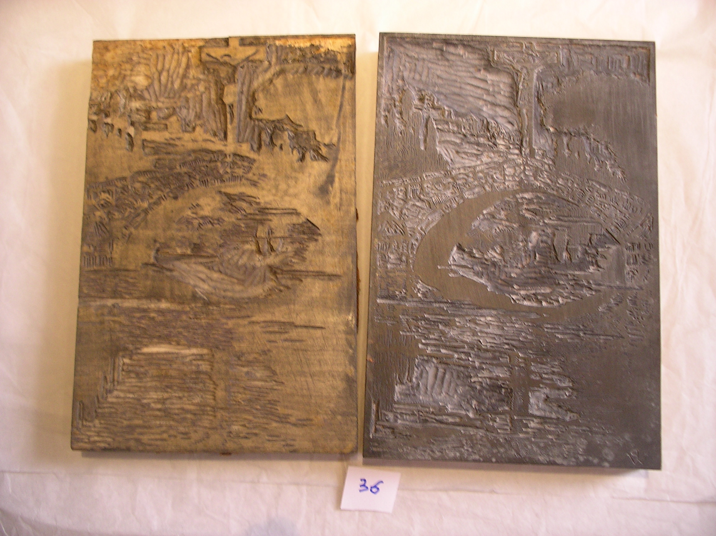 Lot de 2 matrices de plaque représentant Soeur Eau, Pierre Waidmann, 1932