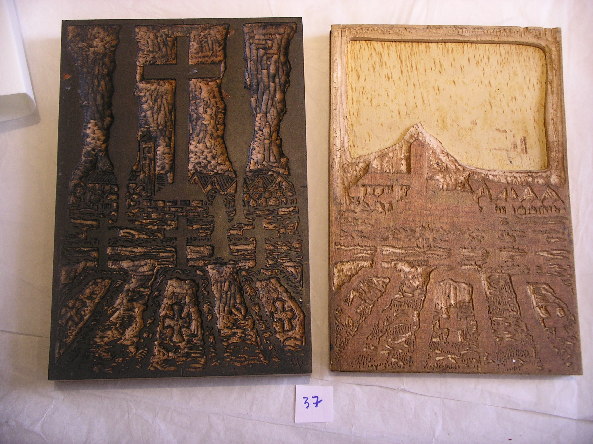Lot de 3 matrices de plaque représentant Soeur Notre Mort, Pierre Waidmann, 1932