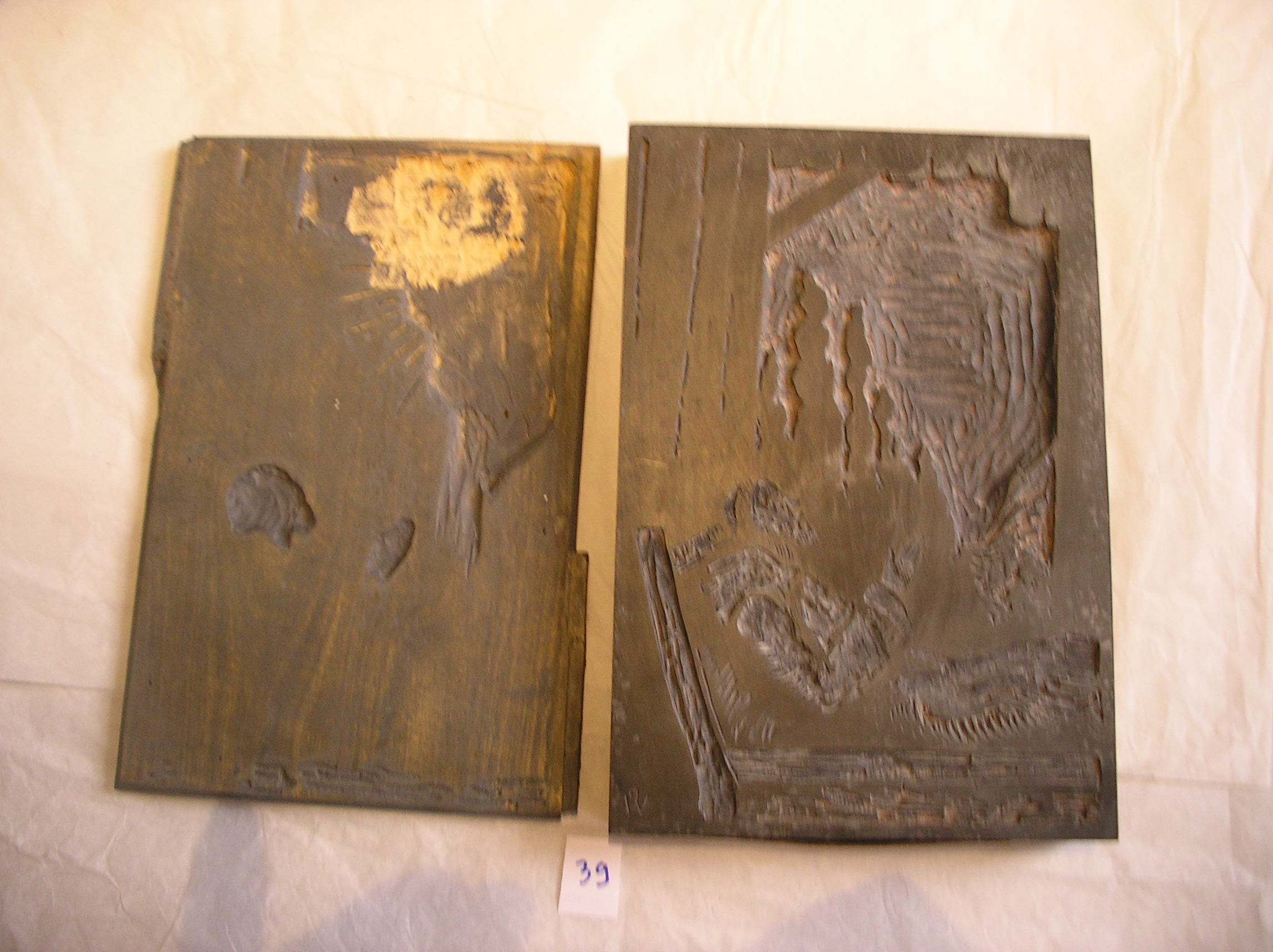 Lot de 3 plaques représentant Saint François d'Assise se mourant, Pierre Waidmann, 1932