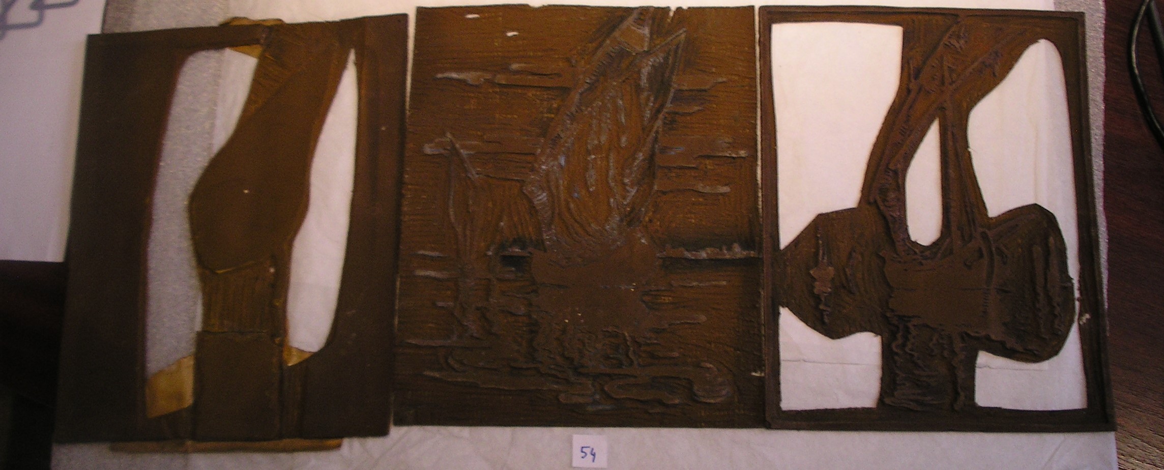 Lot de 3 plaques représentant une felouque, Pierre Waidmann