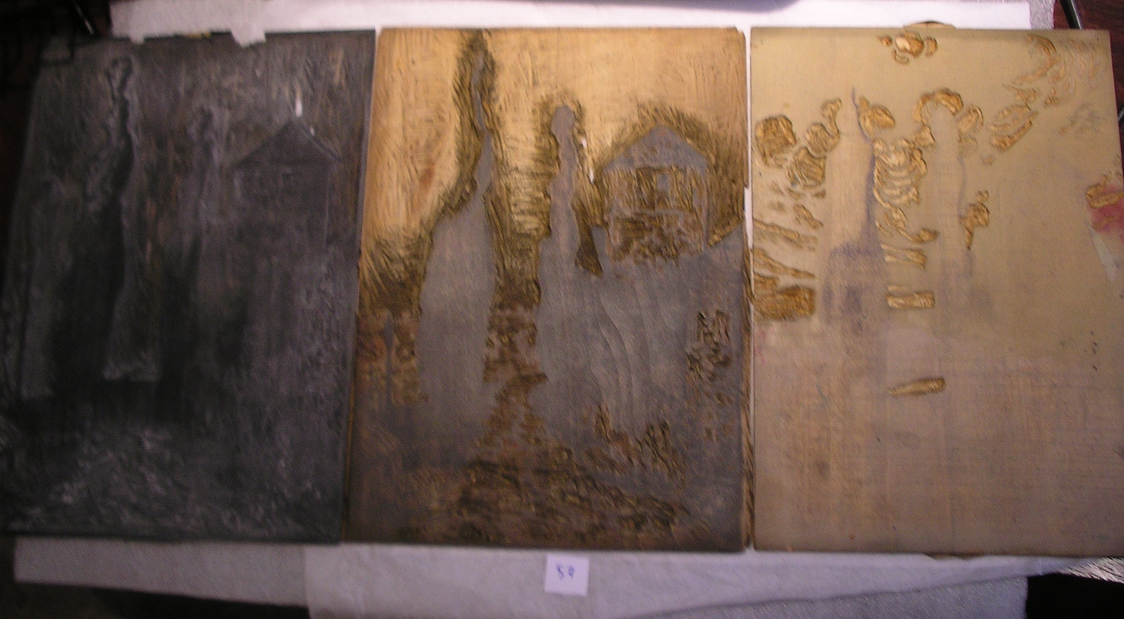 Lot de 3 plaques Route en Bourgogne, Pierre Waidmann, 1923 vers