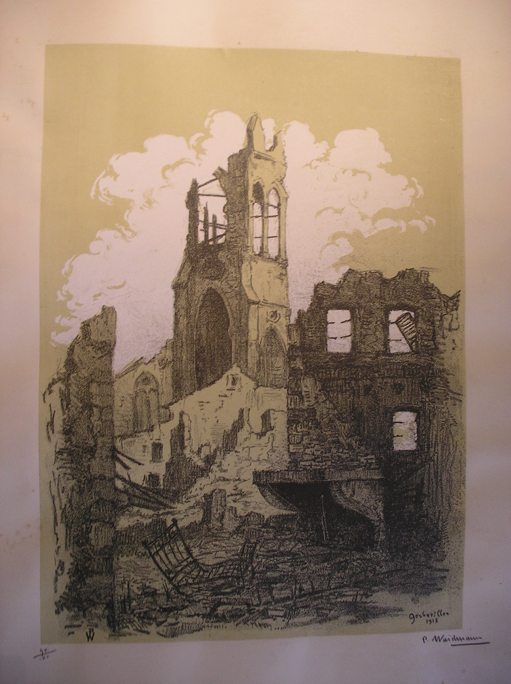 Eglise de Gerbéviller en ruine, Pierre Waidmann, 1915