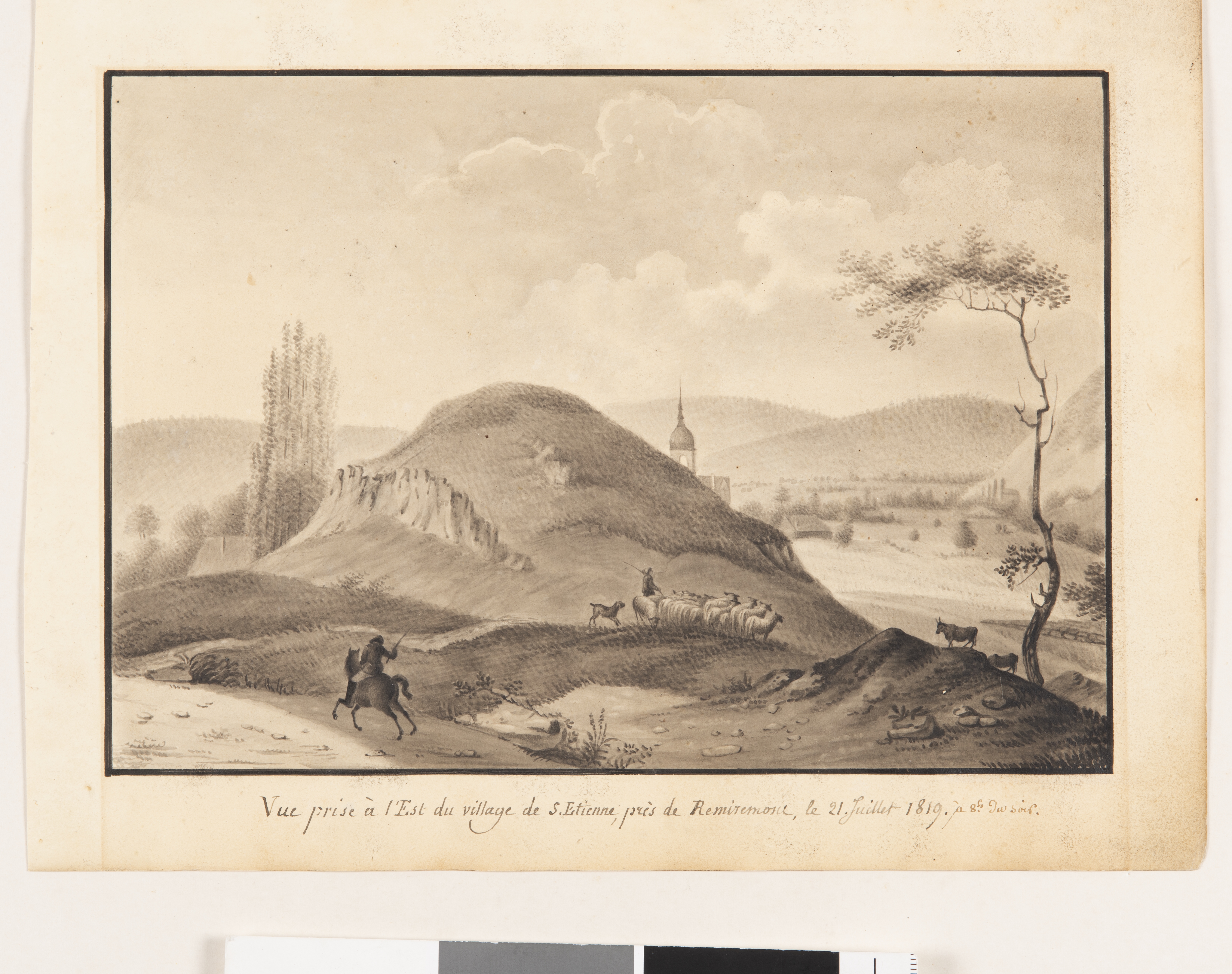 Vue prise à l'Est du village de St-Etienne, près de Remiremont, Jean-Antoine Marc, 1819