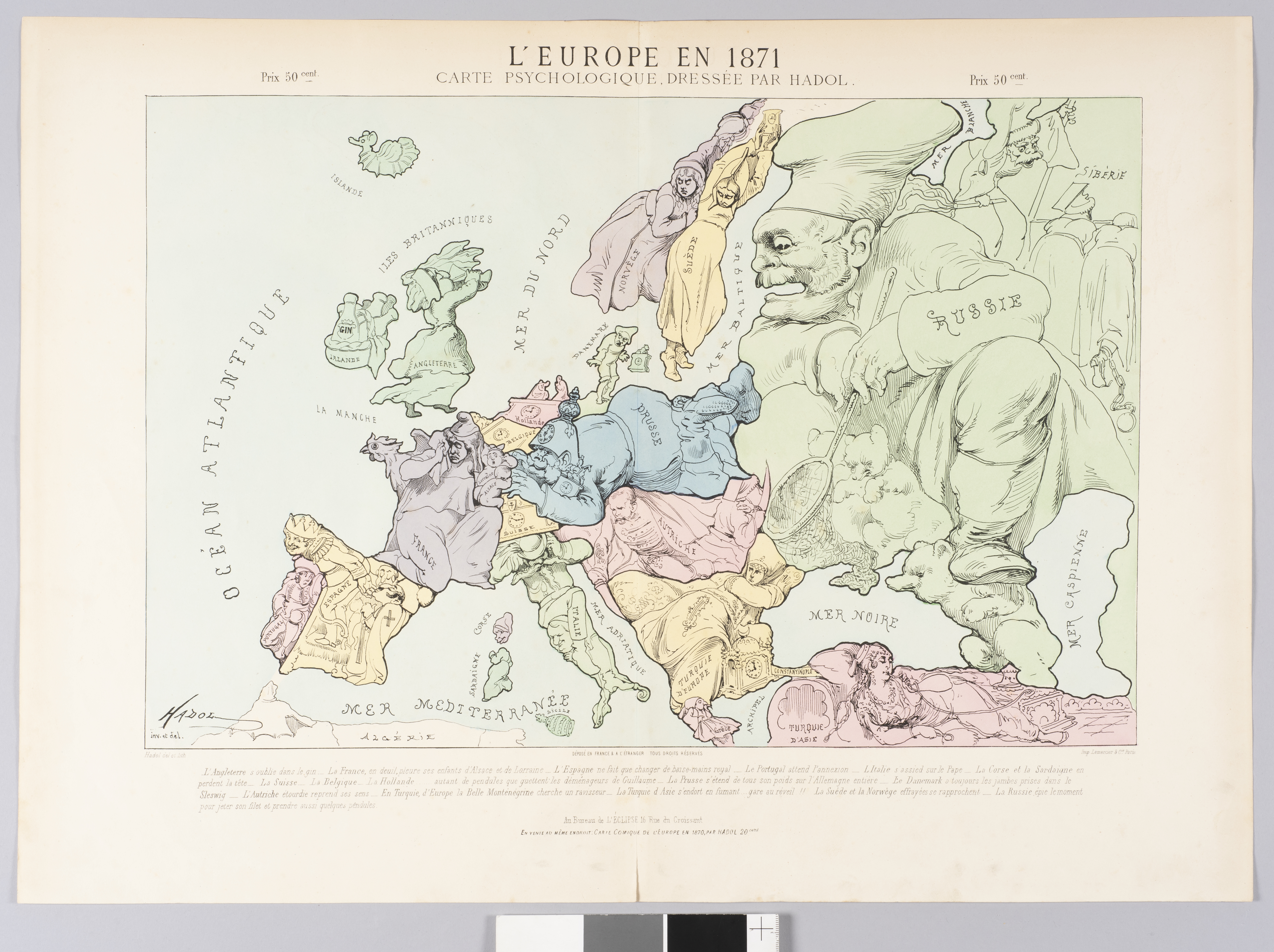 L'Europe en 1871 : Carte psychologique — Paul Hadol