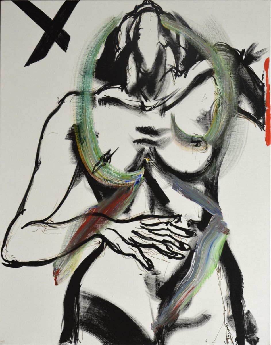 Femme torse aux lacets verts, Roland Venner, 1992 de
