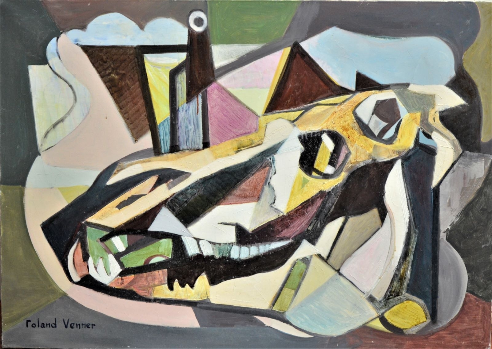 Nature morte - squelette de tête de cheval, Roland Venner, 1970 de
