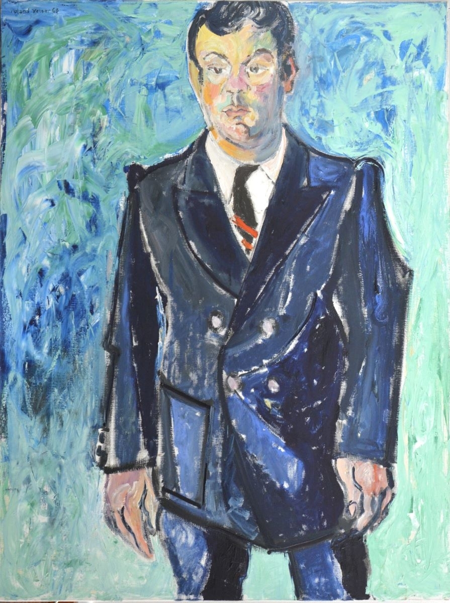 Homme en costume sur fond bleu (titre factice), Roland Venner, 1968 de