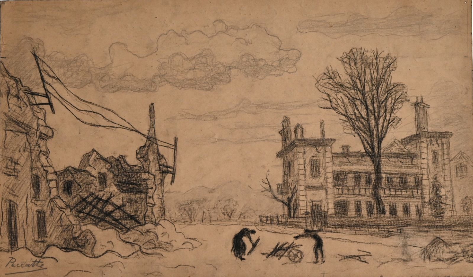 Saint-Dié, Caisse d'Epargne et Cinéma Lautescher (titre factice), Charles Peccatte, 1944