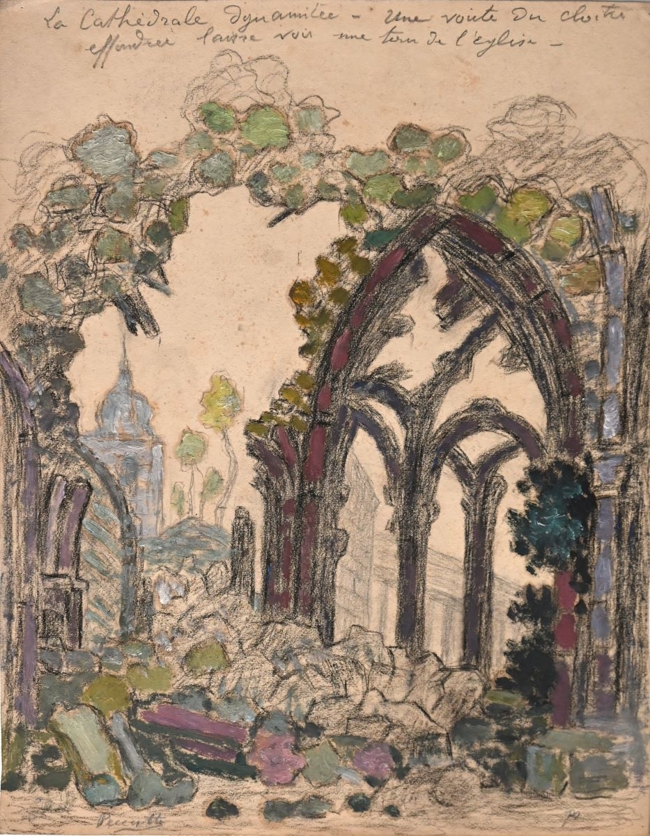 Saint-Dié, cathédrale et cloître I (titre factice), Charles Peccatte, 1945