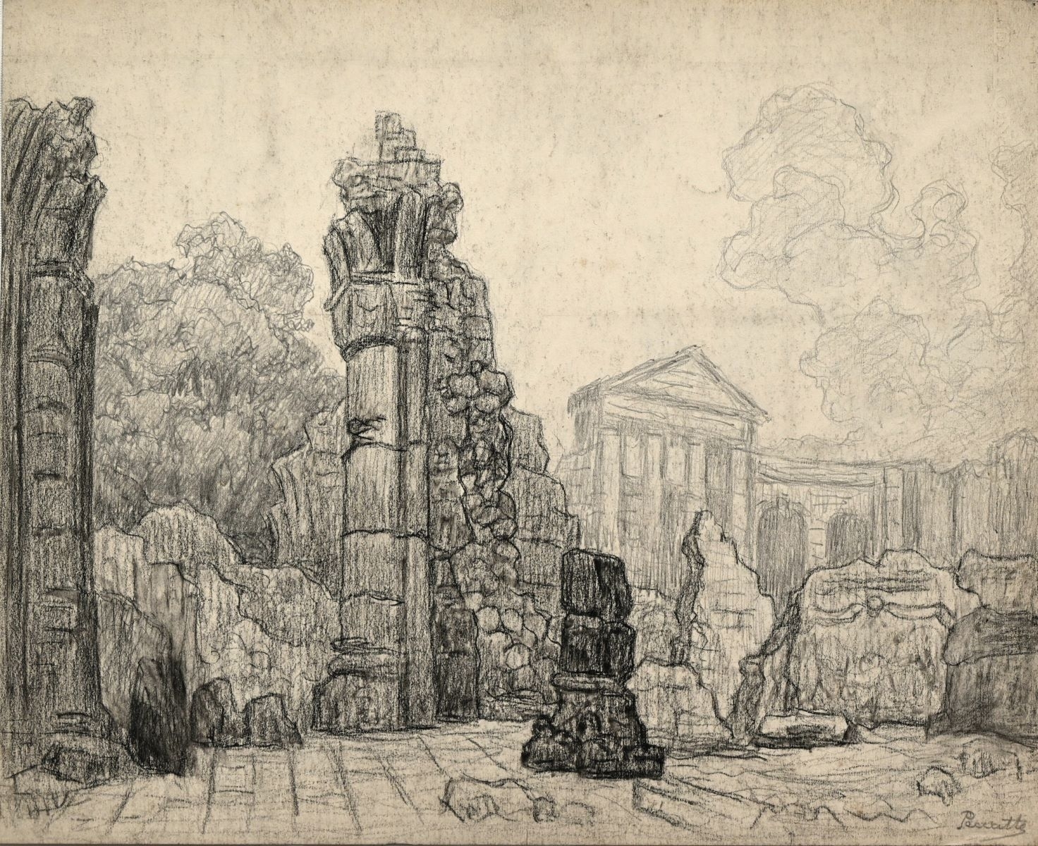 Saint-Dié, cathédrale en ruines IV (titre factice), Charles Peccatte, 1945