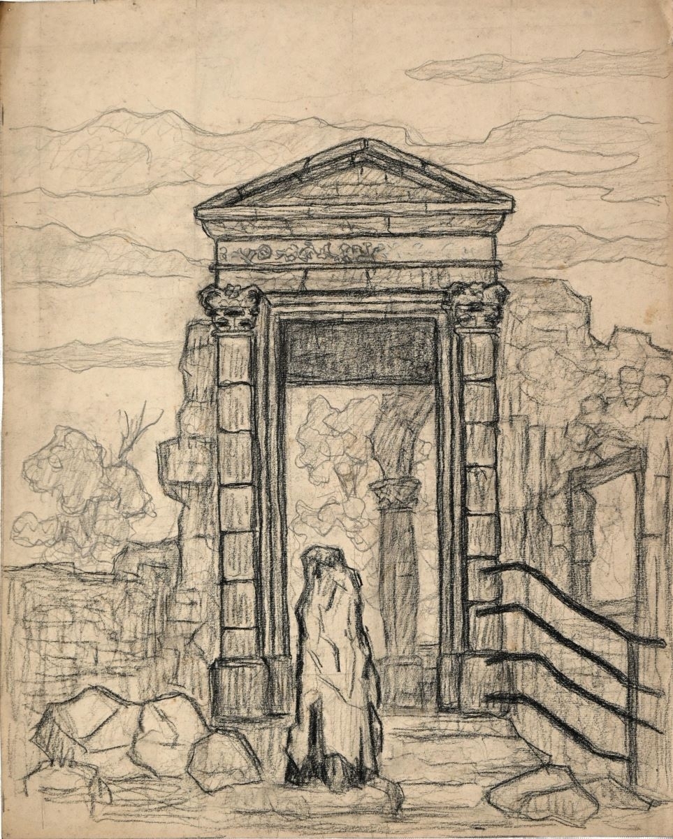 Saint-Dié, Porte de la maison de la Cure et statue de la Comtesse Richilde II (titre factice), Charles Peccatte, 1945