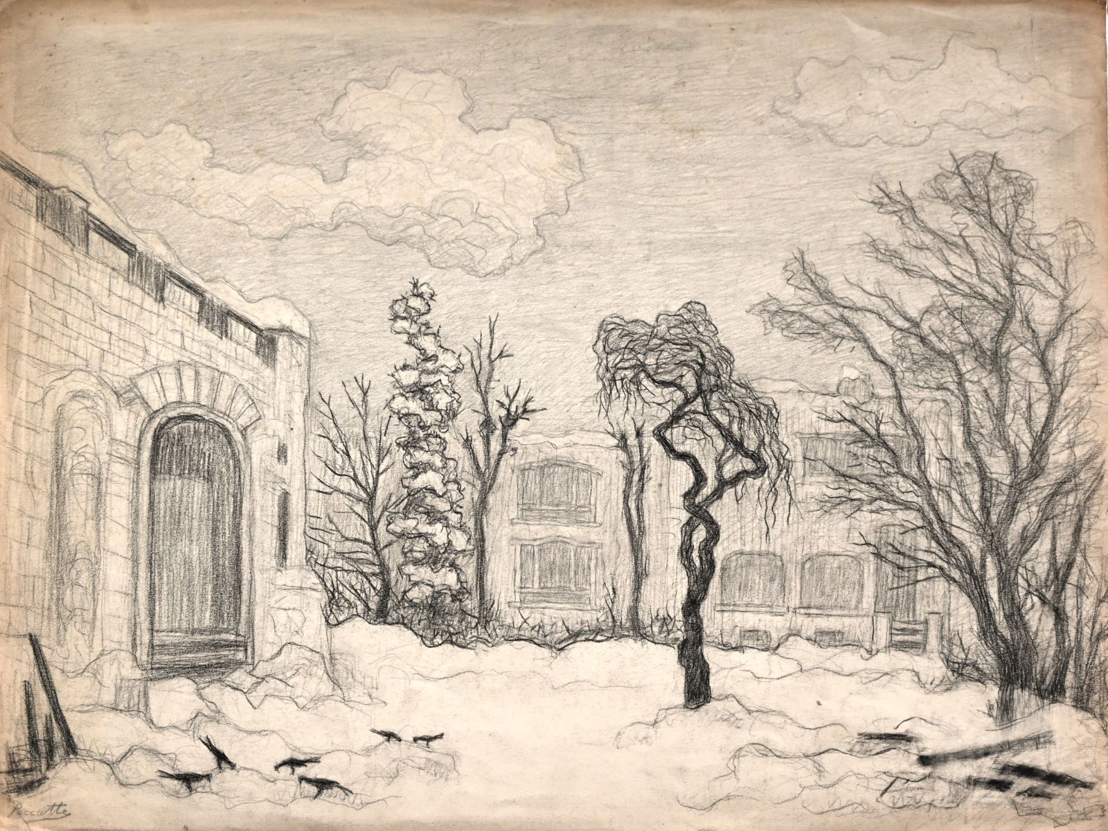 Saint-Dié, Ruines sous la neige I (titre factice), Charles Peccatte, 1945