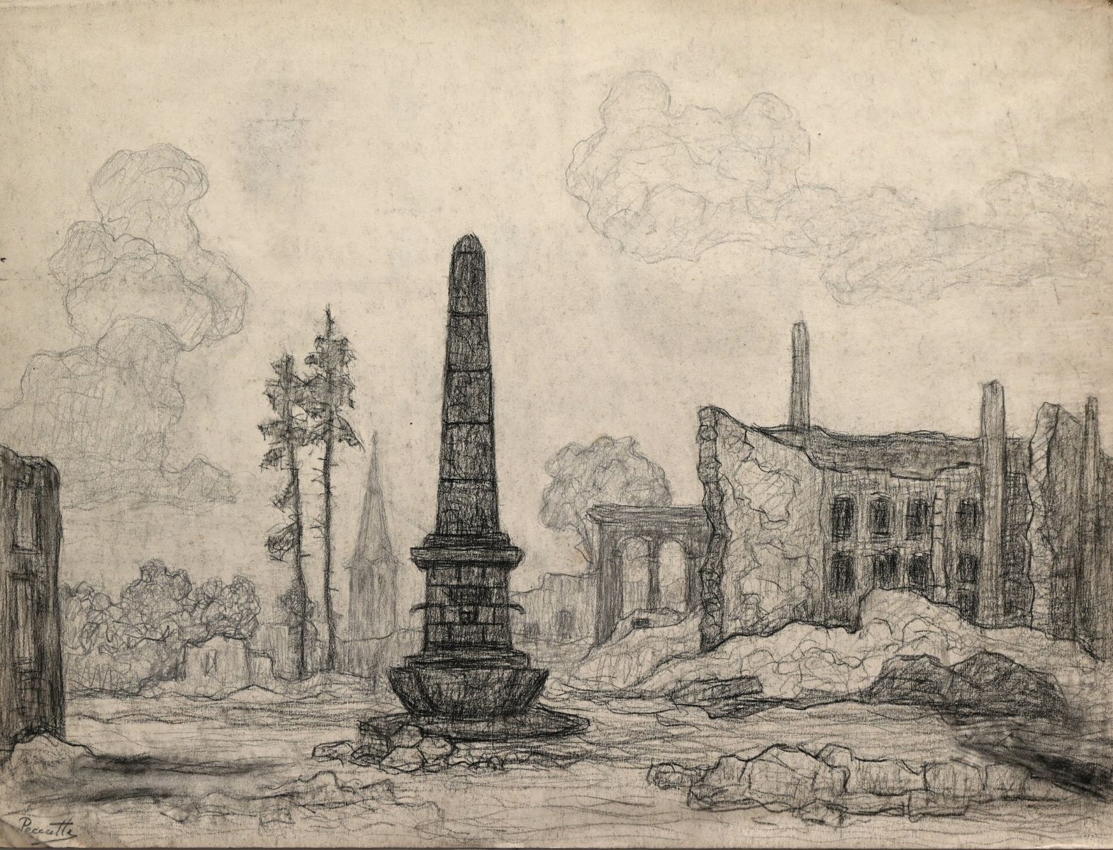 Saint-Dié , Fontaine Stanislas (titre factice), Charles Peccatte, 1945