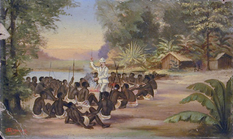 Marius Cazeneuve discourant devant une tribu de nègres_0