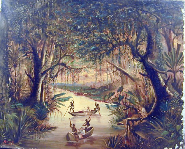 Pirogues sur la rivière_0