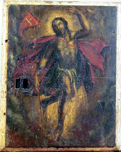 Trois panneaux de tabernacle : le Christ (au centre), saint Bartholomée (à droite), sainte Marthe (à gauche)_0