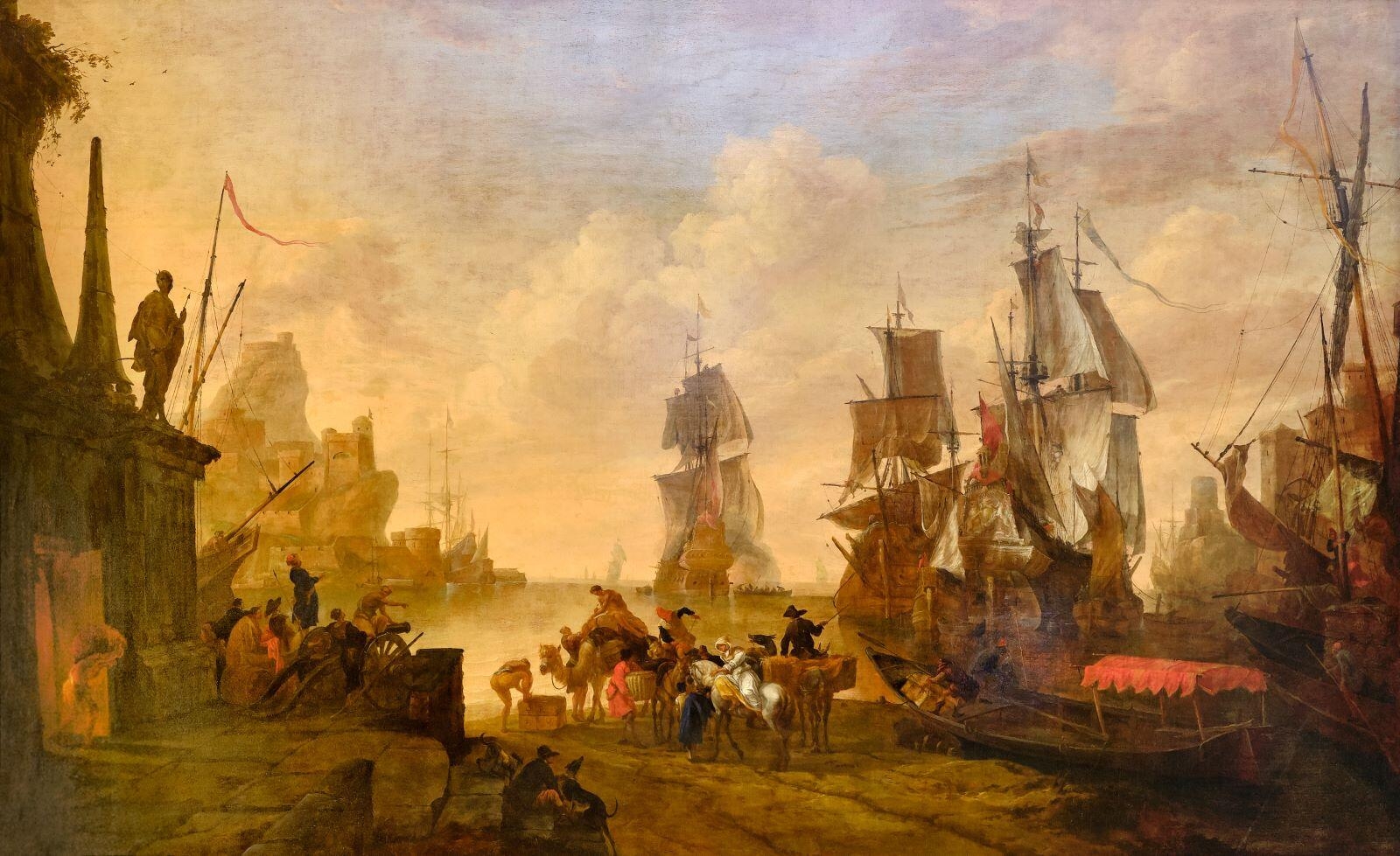 Vue d'un port du Levant, Hendrick Van Minderhout, 1670