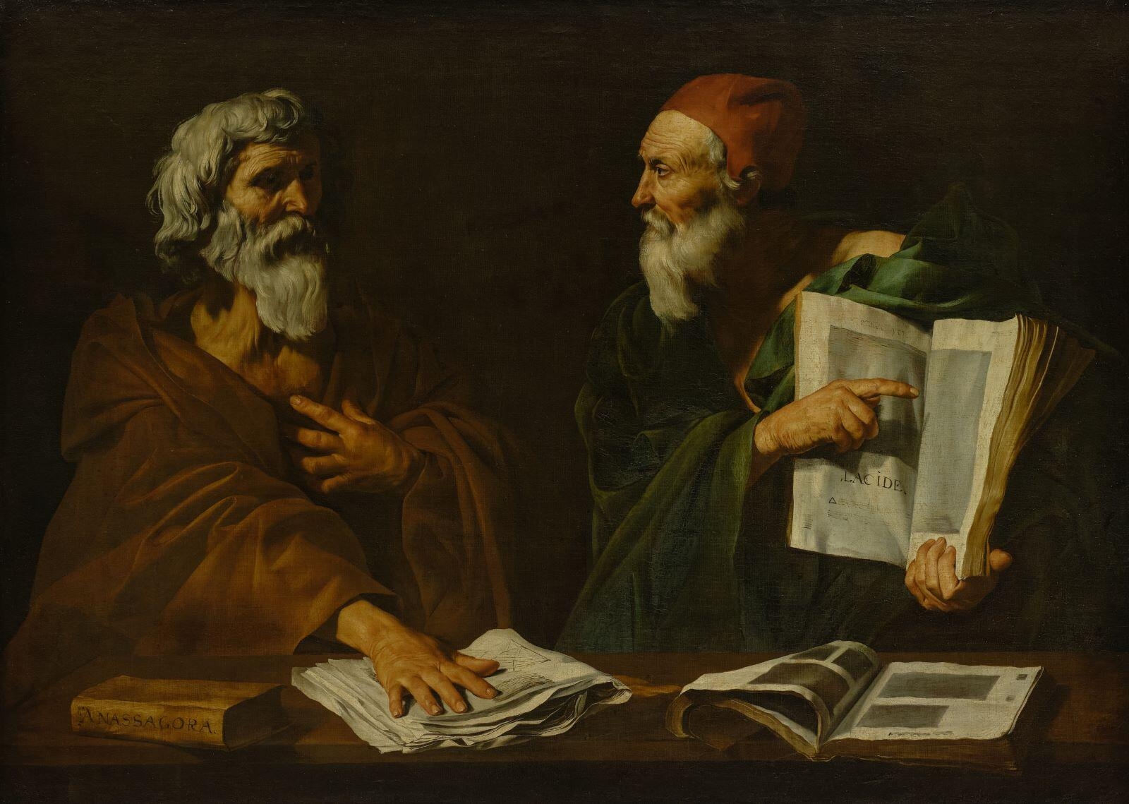 Deux Philosophes (Anaxagore et Lacydès ?), Jusepe de Ribera, 1612 vers