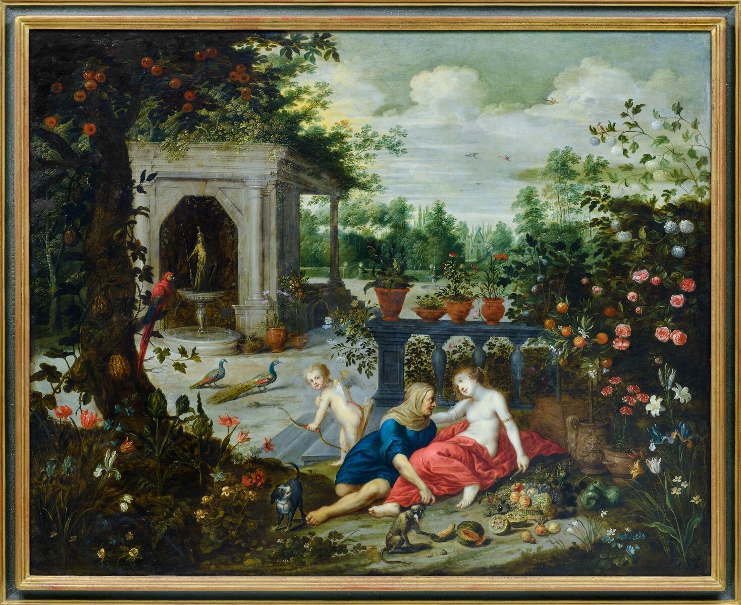 Vertumne et Pomone ; Scène dans un parc (titre ancien), Hendrick van Balen, 1600 de,1650 à