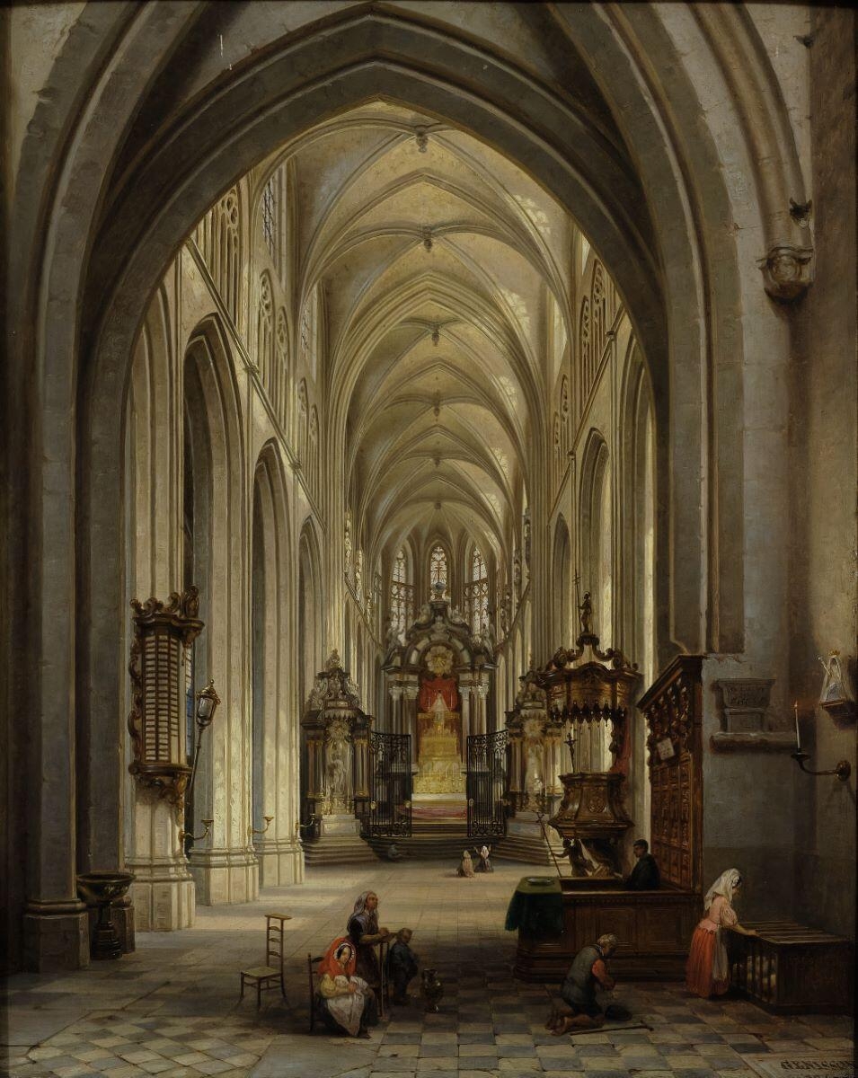 Intérieur de l'église Saint-Martin de Halle, Jules Victor Genisson, 1840