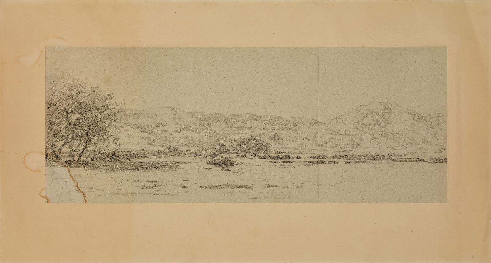 Montagnes à Denderah, Haute Egypte, Léon Belly, 1850 de,1875 à