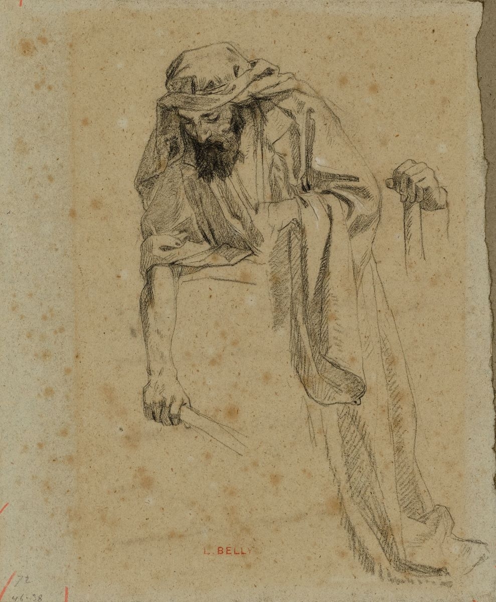 Etude d'un arabe penché et étude de main, Léon Belly, 1850 de,1877 à