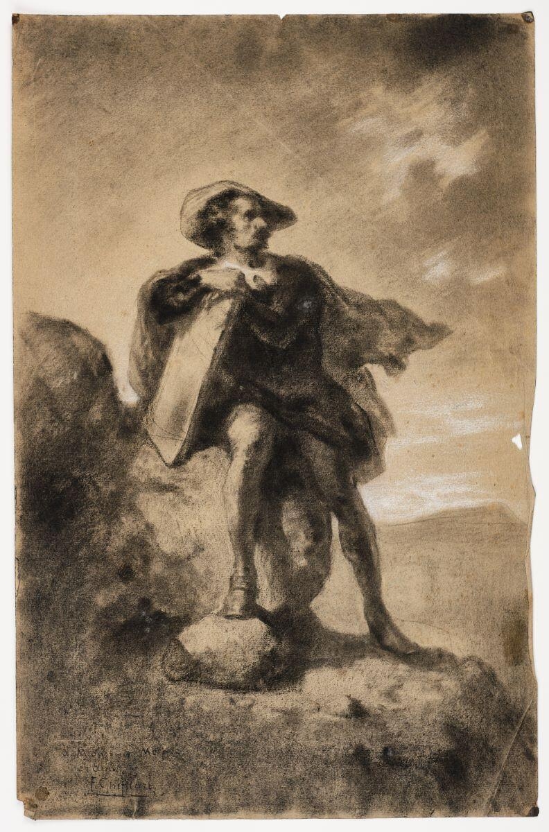 Le poète accoudé à des rochers, François-Nicolas Chifflart, 1850 de,1899 à