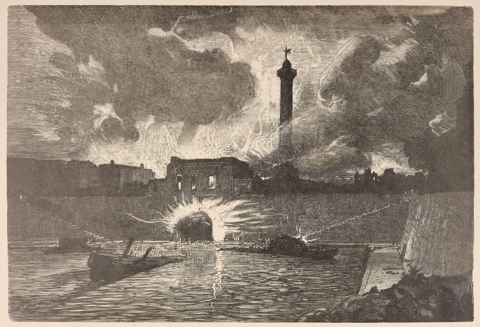 A la Bastille. Incendie de bateaux de pétrole sous la voûte du canal Saint-Martin_0