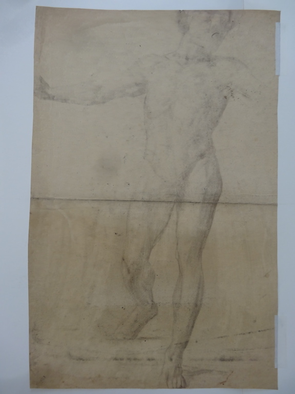 Paysage rocheux (recto) ; Académie d'homme (verso), François-Nicolas Chifflart, 1845 vers