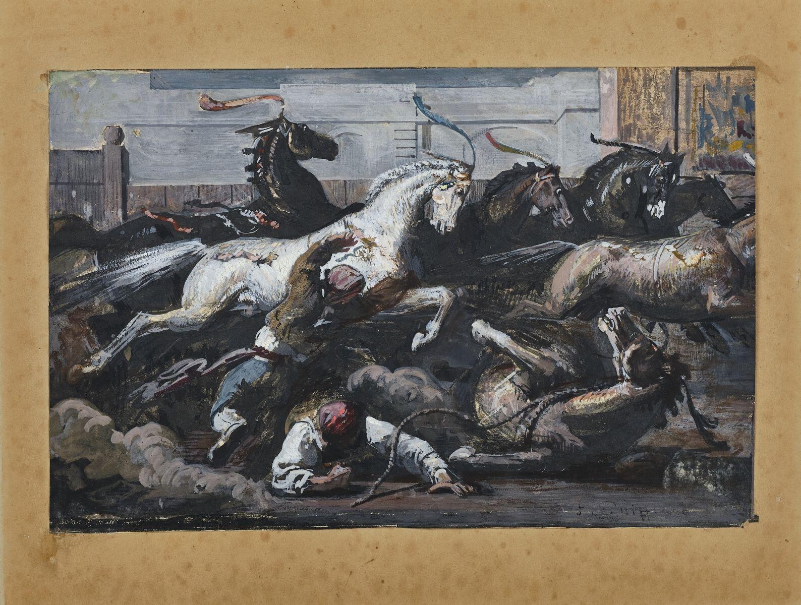 Course de chevaux libres à Rome, François-Nicolas Chifflart, 1850 de,1899 à