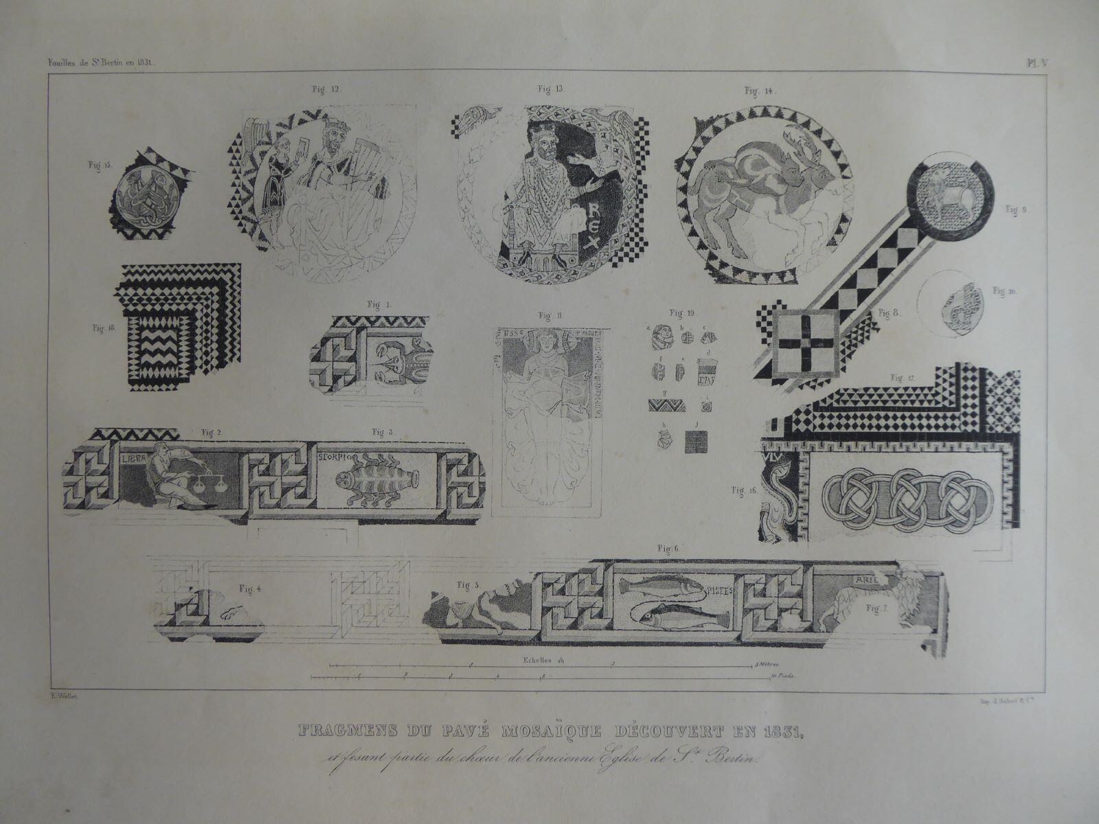 Fragments du pavé mosaïque découvert en 1831, et fesant partie du choeur de l'ancienne Eglise de St Bertin_0