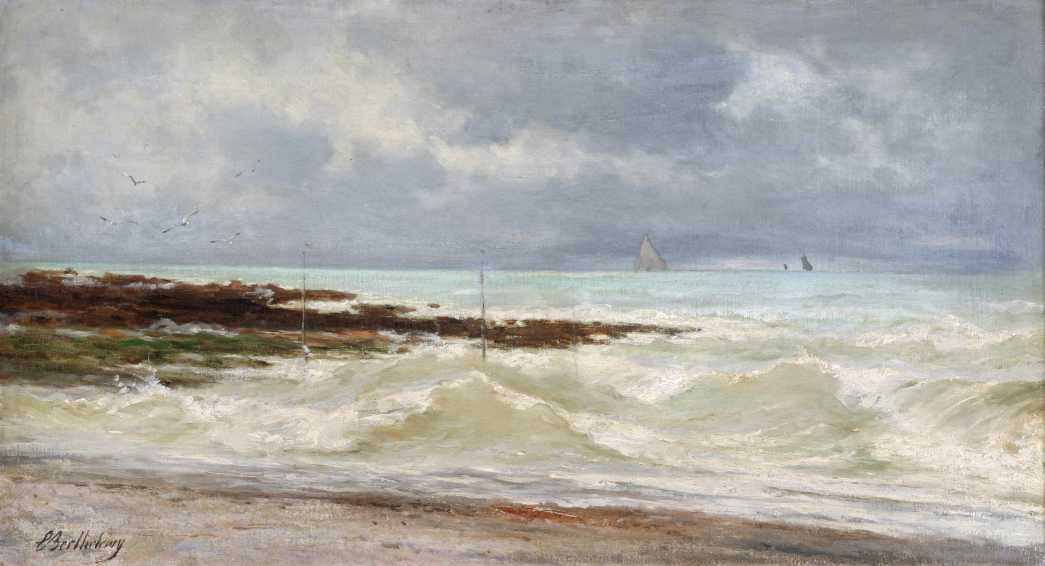 Marine, gros temps, Pierre Emile Berthelemy, 19e siècle