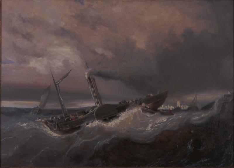 Bateau à vapeur près des côtes de Douvres, James Webb, 1852