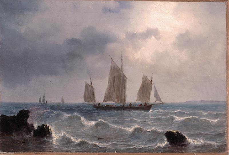Voilier près des côtes, Henriette Gudin, 2e quart 19e siècle, 2e moitié 19e siècle