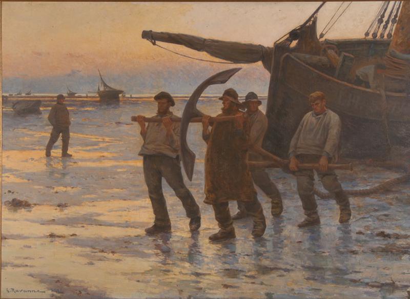 Mouillage d'une ancre (titre du salon) ; Marée basse à Grandcamp (titre ancien), Léon Gustave Ravanne, 1894
