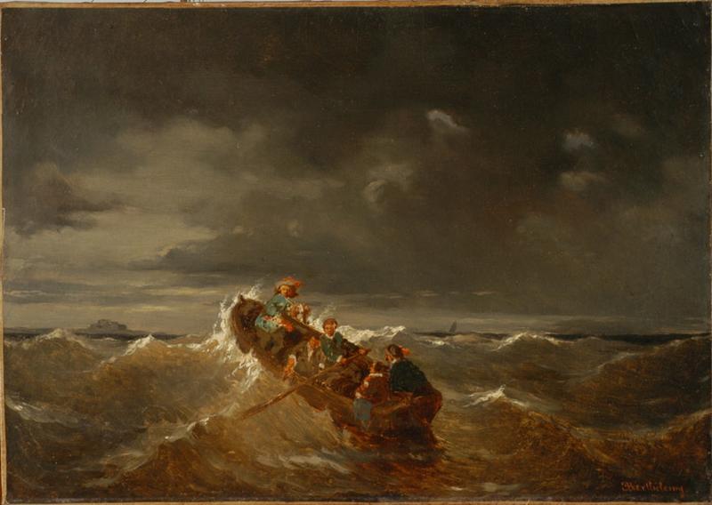 Départ pour la pêche, Pierre Emile Berthelemy, 19e siècle