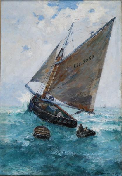 Barque de pêcheur dans la houle : Saint-Vaast-la-Hougue_0