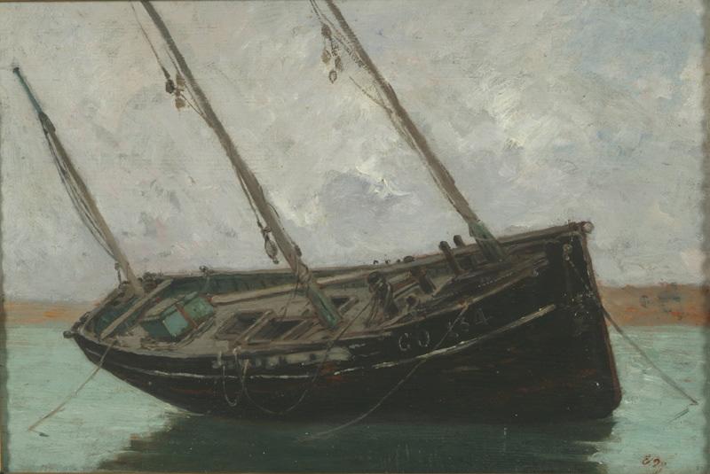 Barque de pêche échouée (titre de catalogue), Pierre Emile Berthelemy, 19e siècle
