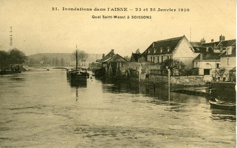 Soissons - Inondations dans l'Aisne - 23 et 25 janvier 1910 - Quai Saint-Waast à Soissons_0