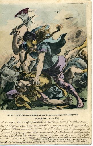 Clovis attaque, défait et tue de sa main le générale Siagrius, prés Soissons, en 486_0