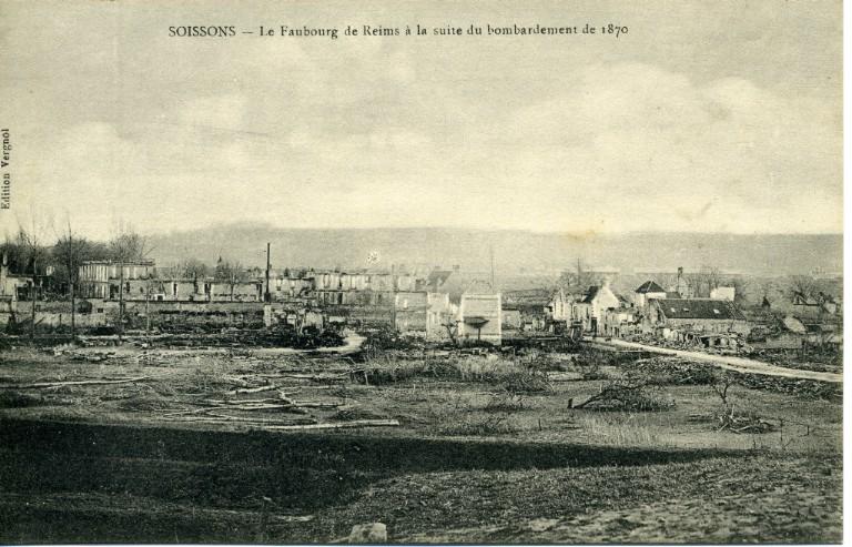 Soissons - Le faubourg de Reims à la suite du bombardement de 1870_0