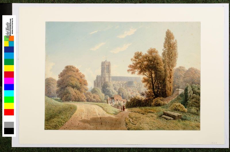 Cathédrale de Soissons vue depuis la colline Saint-Jean, Léopold Baraquin, 19e siècle