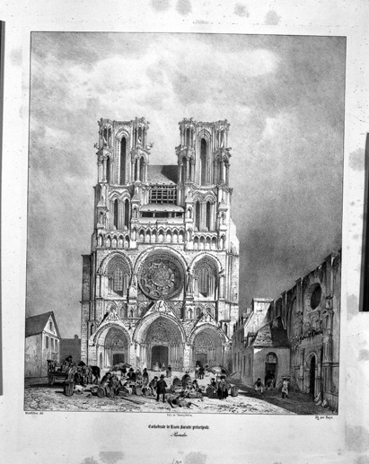 Cathédrale de Laon, façade principale, Alexandre-Jules Monthelier, 19e siècle