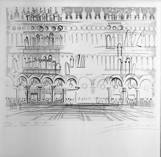Venise Café Quadri, Michel Beret, 1953 vers