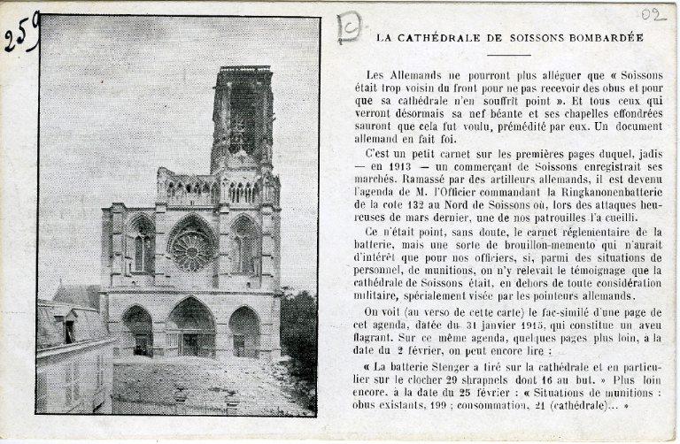 La cathédrale de Soissons bombardée. La Ringkanonenbatterie contre la Cathédrale de Soissons_0