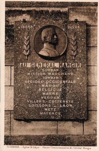 Soissons - Église Saint-Léger - Plaque commémorative du Général Mangin_0