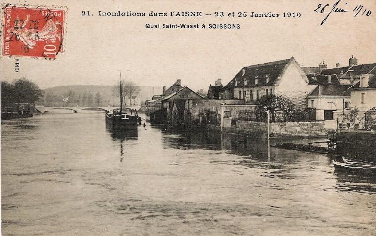 Soissons - Inondation dans l'aisne 23 et 25 janvier 1910 - Quai Saint-Waast_0