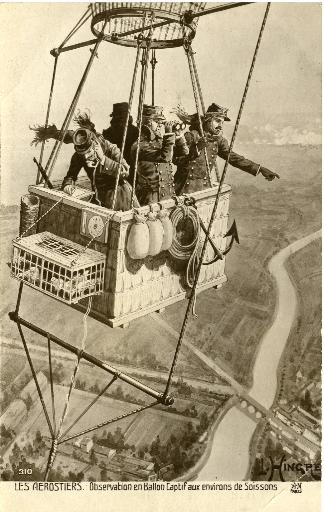 Les aérostiers. Observation en Ballon Captif aux environs de Soissons_0