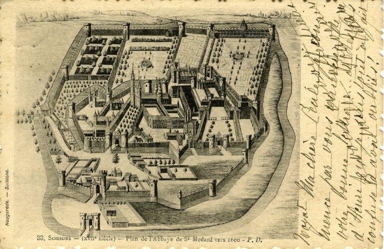 Soissons (XVIIIe) - Plan de l'Abbaye de Saint-Médard vers 1600_0